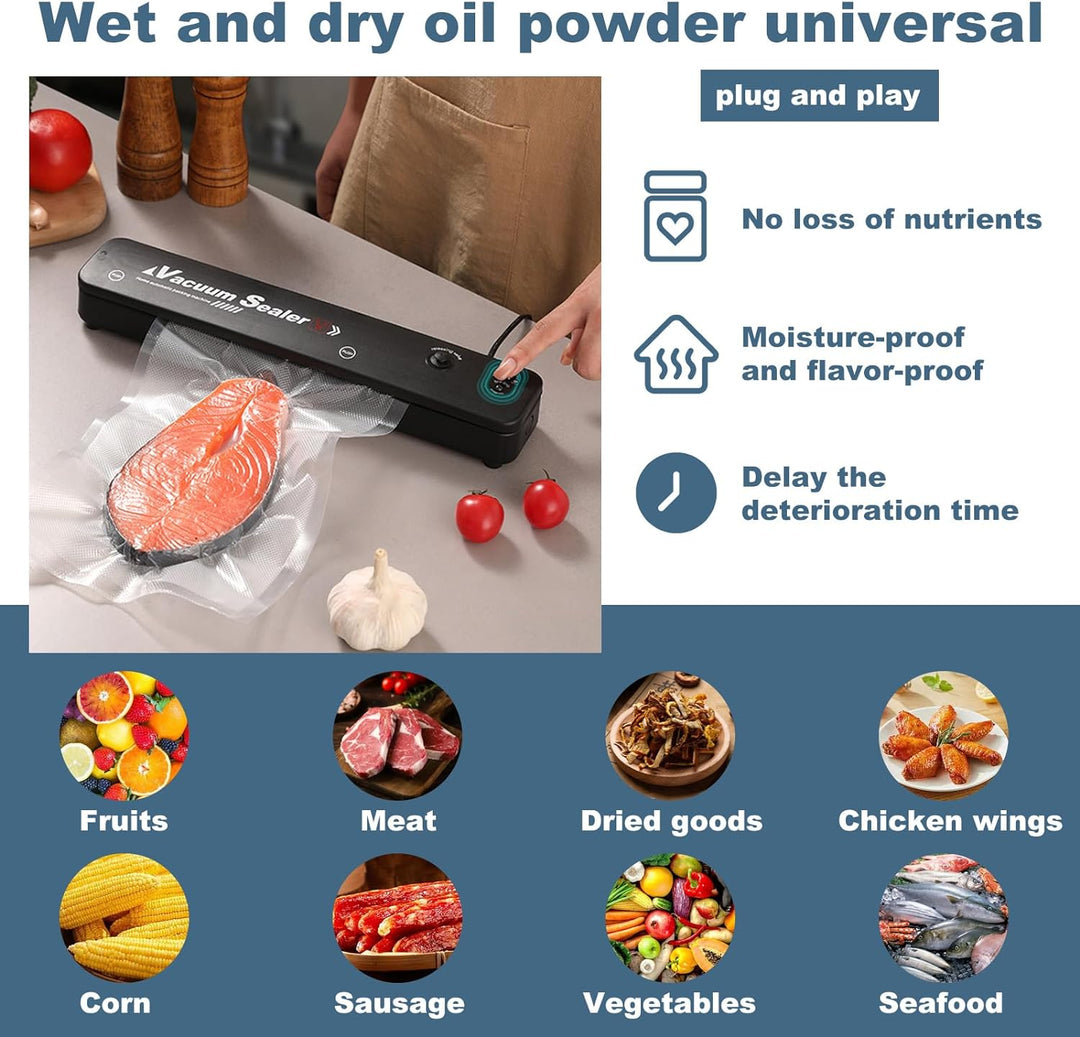 Vakuumierer, Lebensmittel bleiben vakuumiert bis zu 8x Länger Frisch, Folienschweissgerät für Trocke