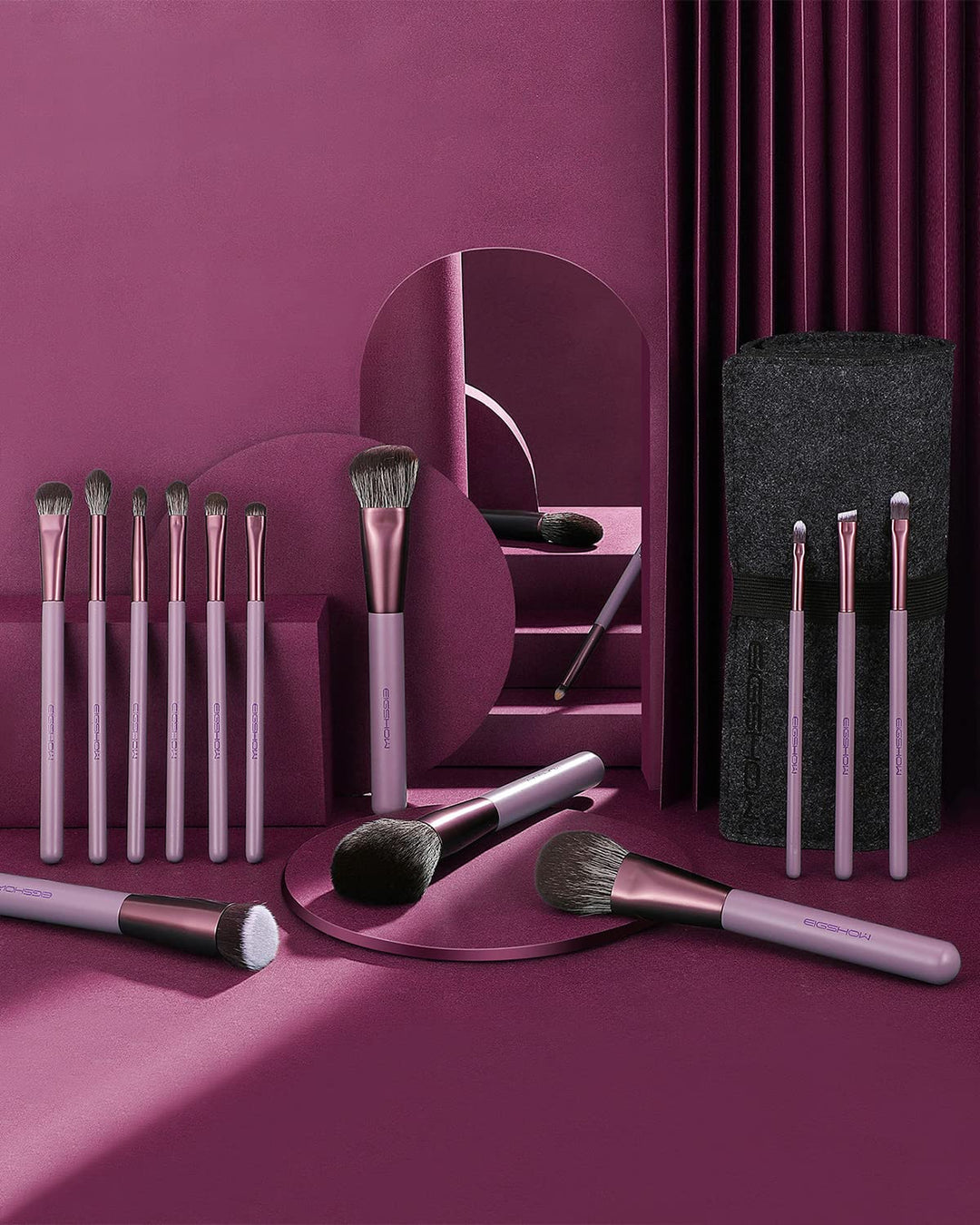 EIGSHOW Makeup Pinsel Set, 15 Stück Professionelle Kosmetikpinsel, vegane Schminkpinsel, hochwertige