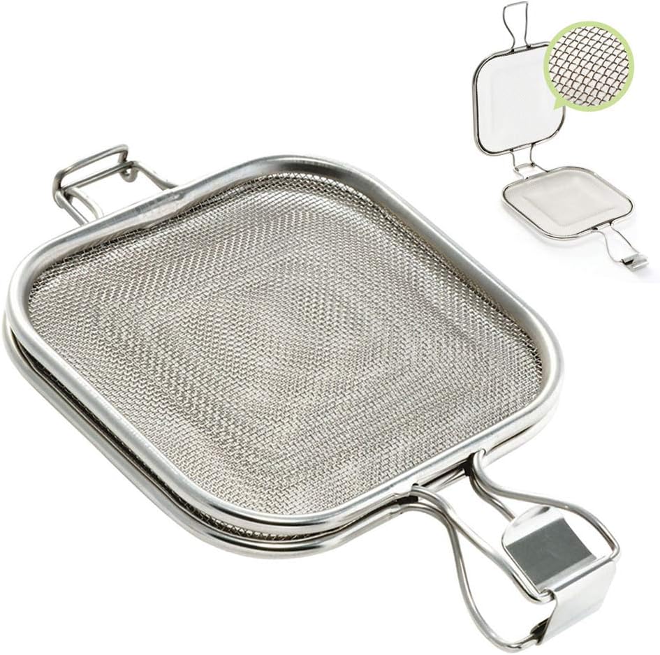 TAMUME Edelstahl-Sandwich-Grillkorb mit Klemme, Geeignetes Grill-Backteil für Backofen und Toaster m