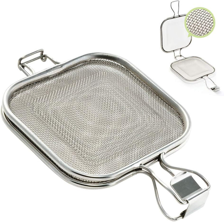 TAMUME Edelstahl-Sandwich-Grillkorb mit Klemme, Geeignetes Grill-Backteil für Backofen und Toaster m