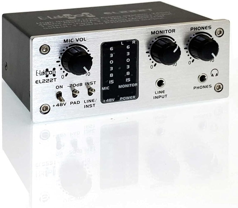 E-Lektron EL222T 2-Kanal USB Audio-Interface | 24Bit/96kHz | Class-A Pre-Amp | Phantom | 20dB zusätz