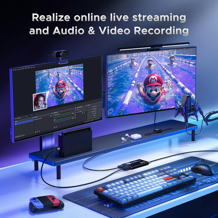 XIIXMASK Video Capture Card, Audio Video Capture Card, USB 3.0 Capture Card 4K HDMI Loop-Out, 1080P