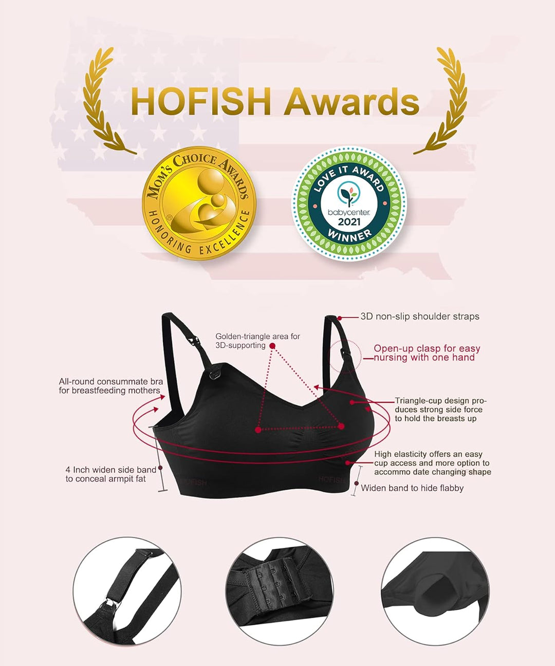 HOFISH Schwangerschafts- und Still-BH (Mehrfachpack) – Nahtloses Schlaf-Bralette ohne Bügel mit zusä