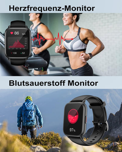 RUIMEN Smartwatch mit Telefonfunktion,Smartwatch für Damen Herren HD-Touch Screen Fitnessuhr mit SpO