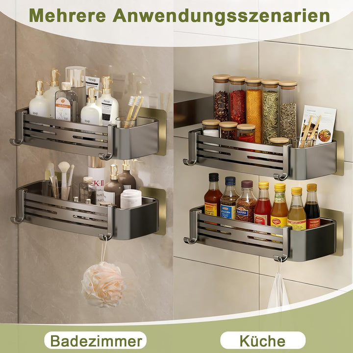 Sufdari Duschablage Ohne Bohren, Wasserdichter und Rostfreier Duschregal, Badezimmer Regal Organizer