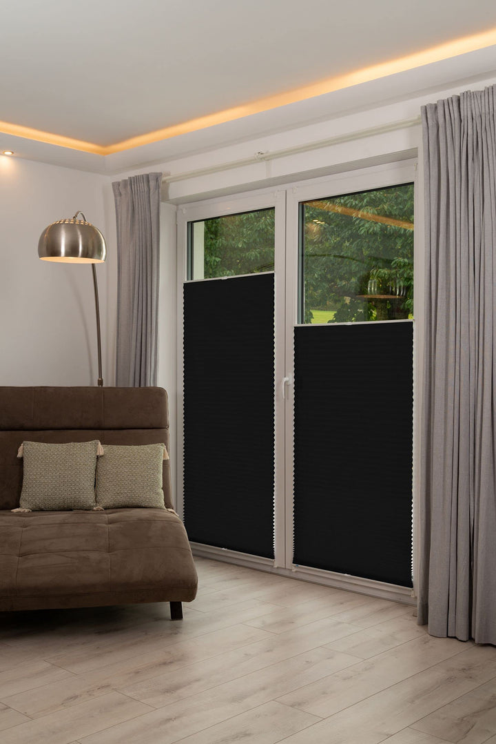 K-home Klemmfix-Plissee 110 x 130 cm (B x L) Anthrazit Lichtschutz +++ Moderne Crushed Optik +++ 110