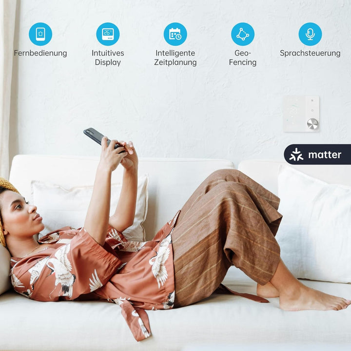 VEXA Programmierbarer Smart Thermostat WiFi/Matter mit Drehknopf für Warmwasser-Fussbodenheizung | S