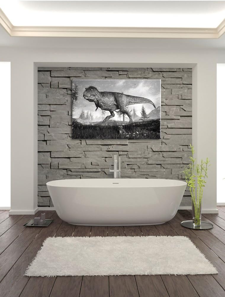 Pixxprint T-Rex Dinosaurier in der Natur als Leinwandbild/Grösse: 100x70 / Wandbild/Kunstdruck/ferti