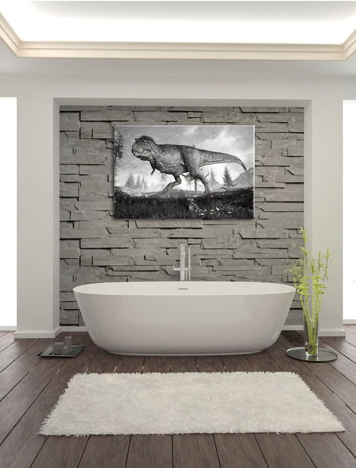 Pixxprint T-Rex Dinosaurier in der Natur als Leinwandbild/Grösse: 100x70 / Wandbild/Kunstdruck/ferti