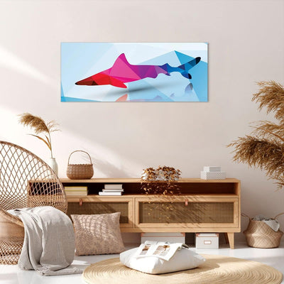 Wandbilder Dekoration Wohnzimmer Hai Illustration modern Grafik Panorama Bilder auf Leinwand 120x50c