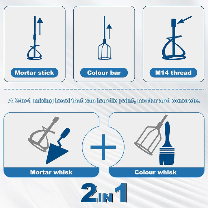 Akku Farbmörtelrührer Kompatibel mit Makita 18V Batterie, Brushless Rührwerk Zementmischer 6-Gang-Ge