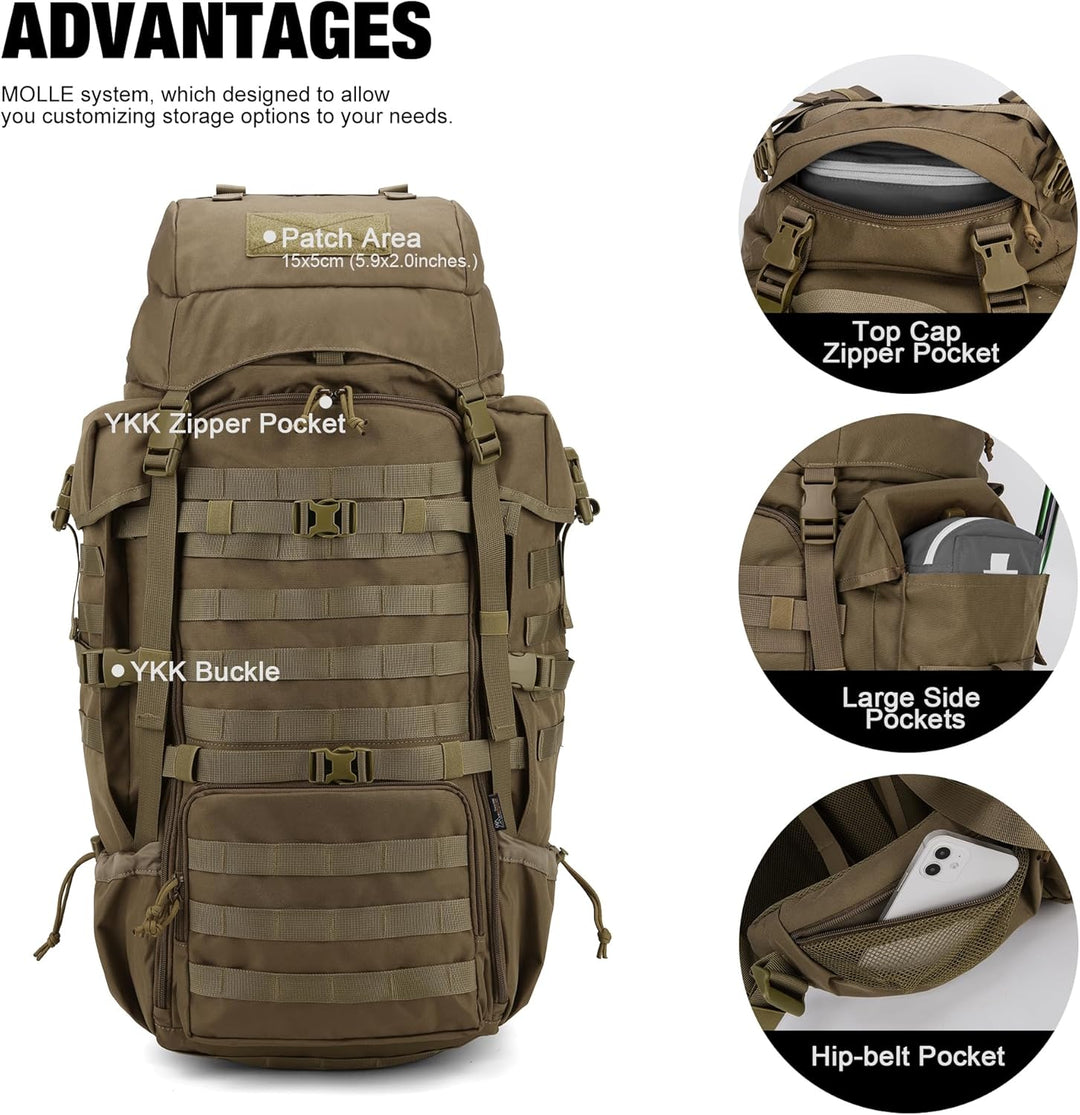 Mardingtop 70L Militär Rucksack Trekkingrucksack mit Regenschutz Wanderrucksack im Freien Grosse Kap