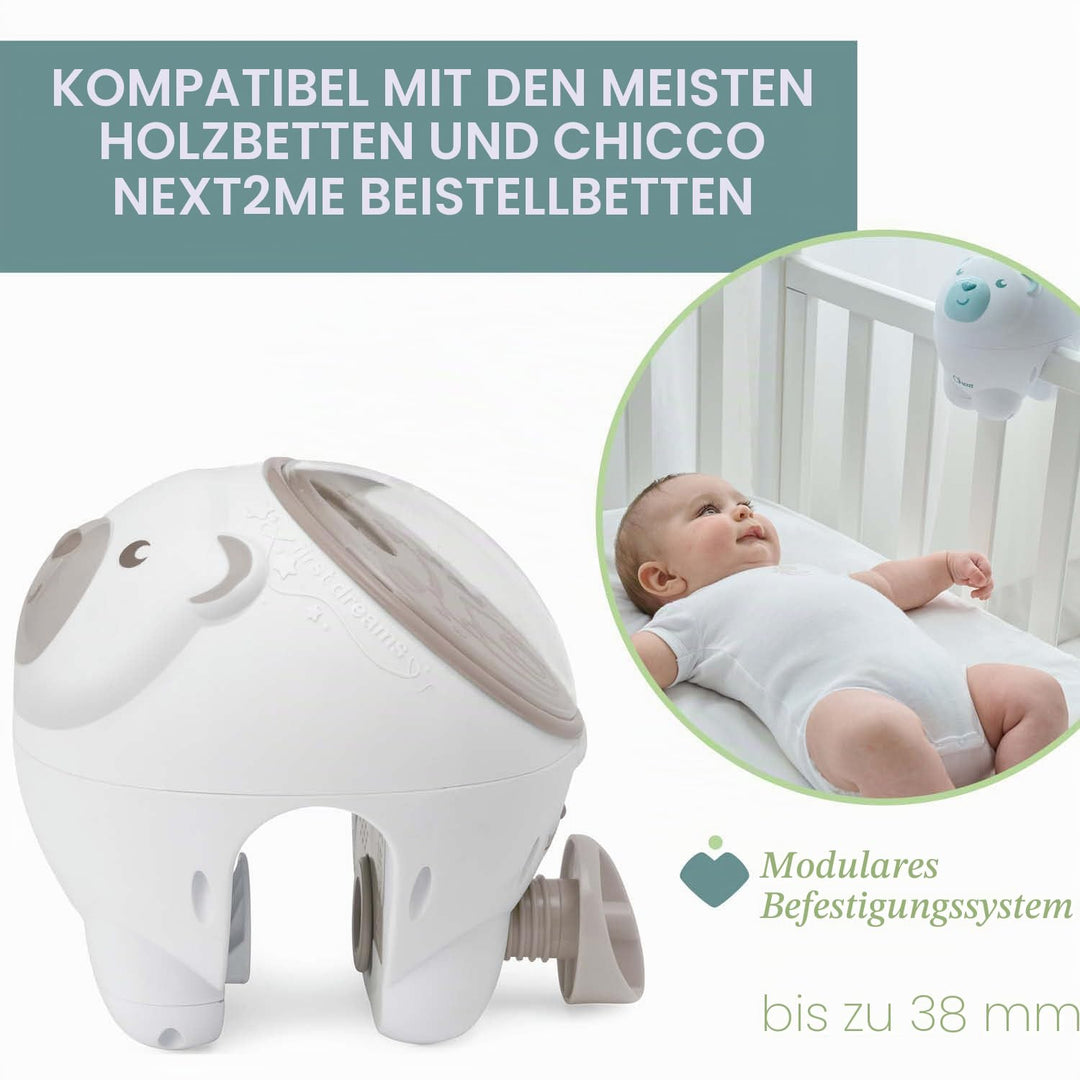Chicco First Dreams Eisbär Projektor, 2in1 Wiege und Bett Projektor, Kinder Nachtlicht, Aurora Borea