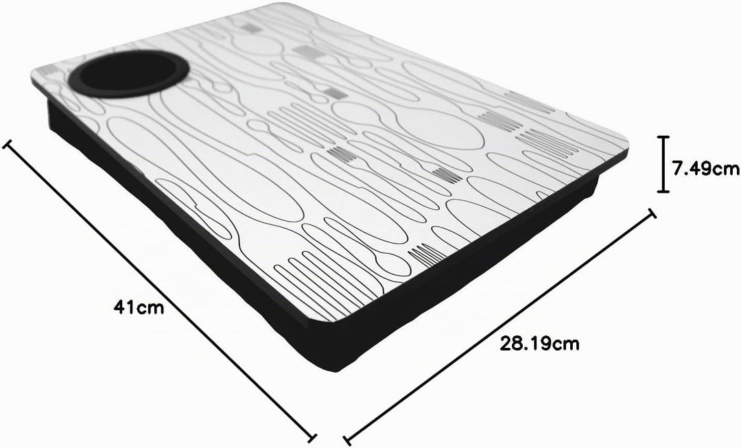 PrimoLiving Knietablett mit Tassenhalterung - 41 x 28,2 x 7,5 cm – Tablett als Laptopunterlage – Sof