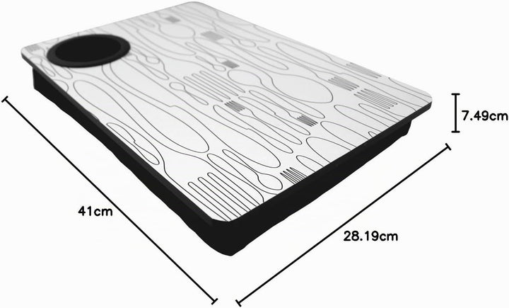PrimoLiving Knietablett mit Tassenhalterung - 41 x 28,2 x 7,5 cm – Tablett als Laptopunterlage – Sof