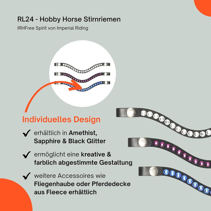 RL24 - Hobby Horse Stirnriemen IRHFree Spirit von Imperial Riding – Steckenpferd Stirnband aus Leder