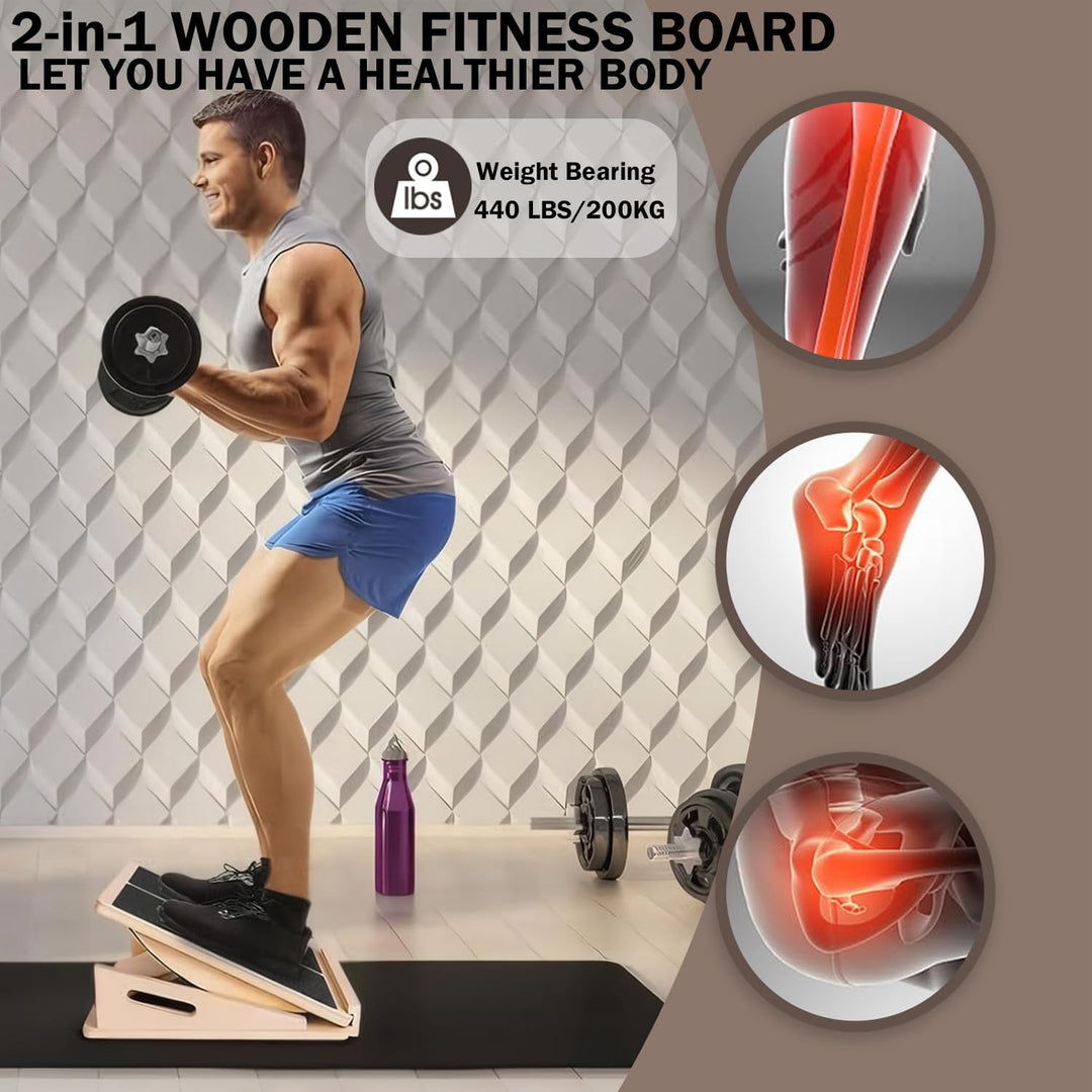 Schrägbrett, Verstellbar Balance Board Erwachsene, Rutschfestes Wadendehner Fusstrainer Heimtraining