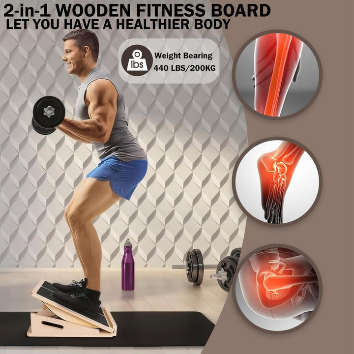 Schrägbrett, Verstellbar Balance Board Erwachsene, Rutschfestes Wadendehner Fusstrainer Heimtraining