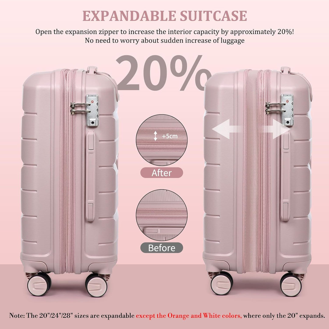 Hartschalenkoffer Set 4 Teilig S/M/L/XL Rollkoffer Handgepäck 100% PP Reisekoffer mit 360°Doppel Zwi