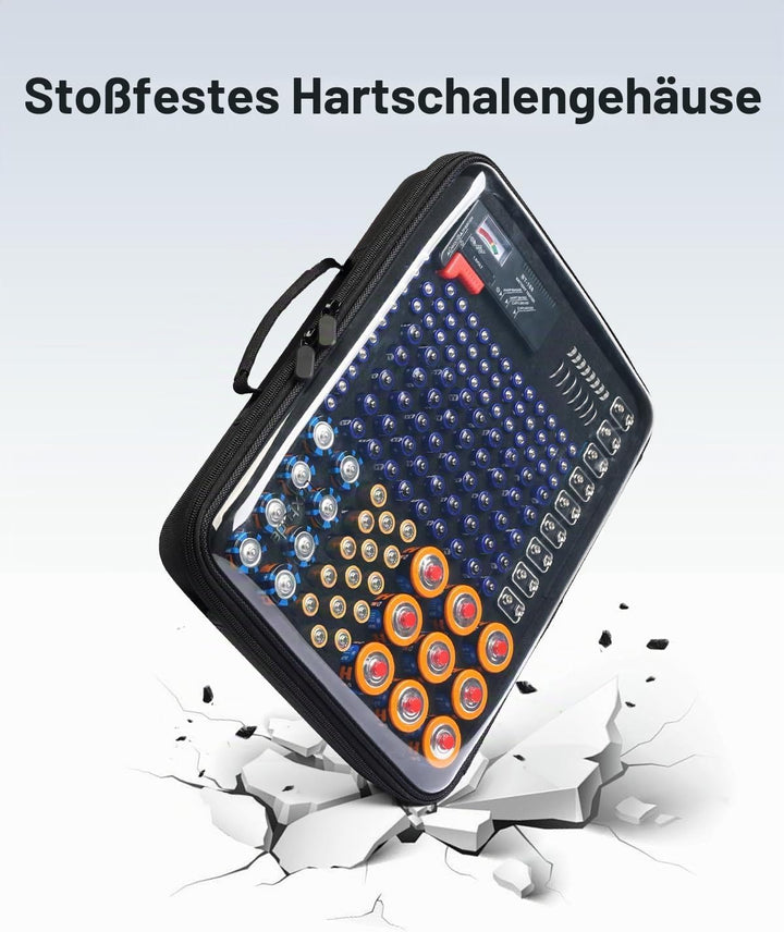 Luxtude Battery Organizer with Tester Schwarz L, Schwarz L