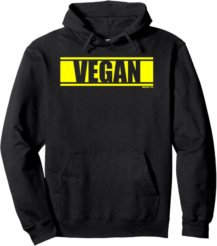 Vegan Gelb Veganer Vegetarier gelbe Schrift Druck Motiv Pullover Hoodie