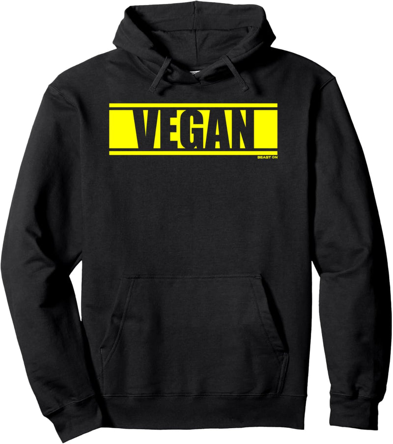 Vegan Gelb Veganer Vegetarier gelbe Schrift Druck Motiv Pullover Hoodie