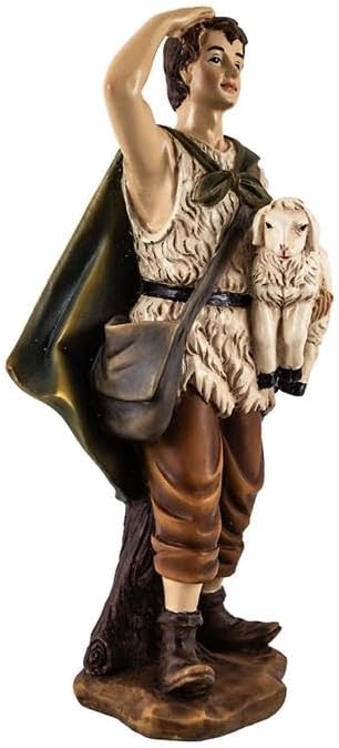 DRW Hirte Geburt mit Schaf aus Harz, handbemalt, 20 cm hoch