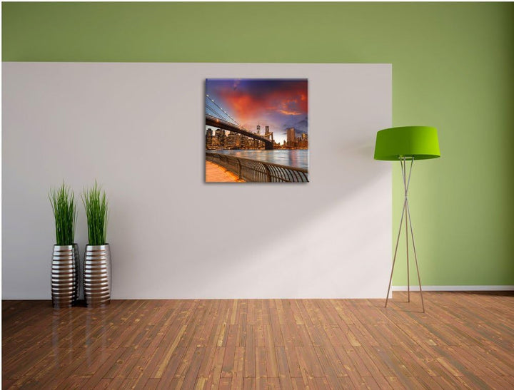 Pixxprint Brooklyn Bridge Park New York, Format: 70x70 auf Leinwand, 70x70