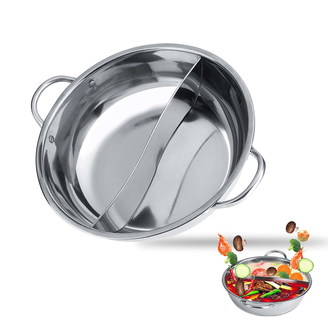 Baxnore Hot Pot aus Edelstahl, Hot Pot mit zwei Geschmacksrichtungen, verdickender Hot Pot mit doppe