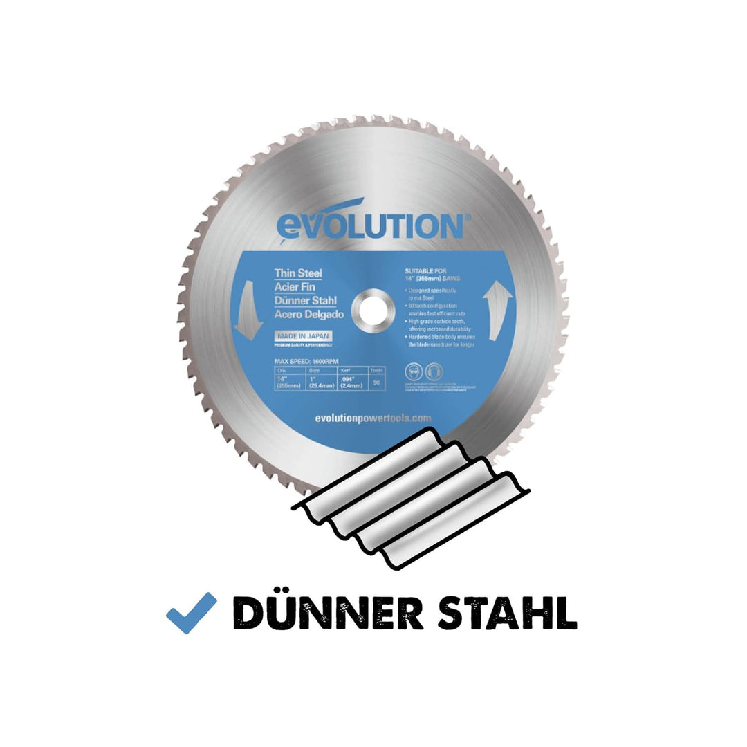 Evolution (T355TCT-90CS) - 355mm Sägeblatt zum Schneiden von Edelstahl - Metall-Sägeblatt mit Hartme