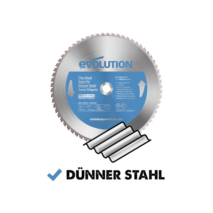 Evolution (T355TCT-90CS) - 355mm Sägeblatt zum Schneiden von Edelstahl - Metall-Sägeblatt mit Hartme