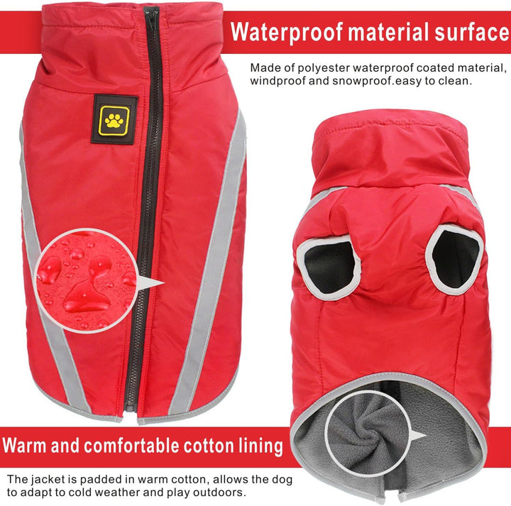 Idepet Wasserdichter Hundemantel Winter Warme Jacke, Winddichte Haustierkleidung Hundejacke Outfit f