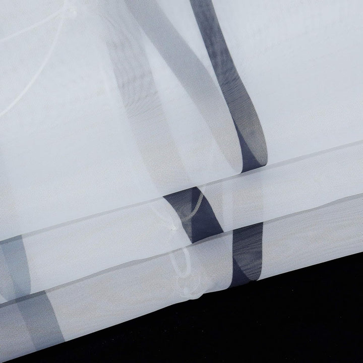HongYa Raffrollo mit Wellen Druck Transparenter Voile Raffgardine Vorhang mit HakenösenH/B 140/120 c
