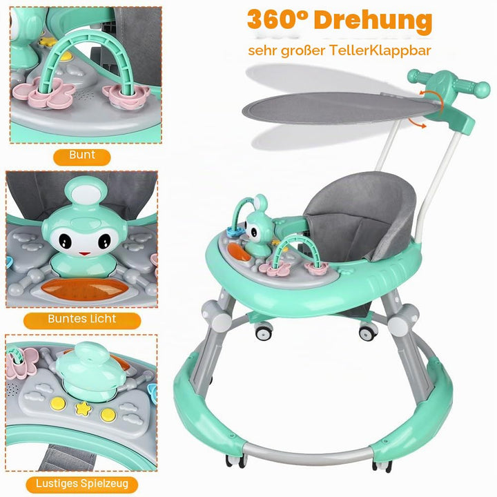 5-in-1 Lauflernhilfe für Babys, mit verstellbaren Höhen, Gehfrei Babywalker ab 6 Monate, bis zu 25 k