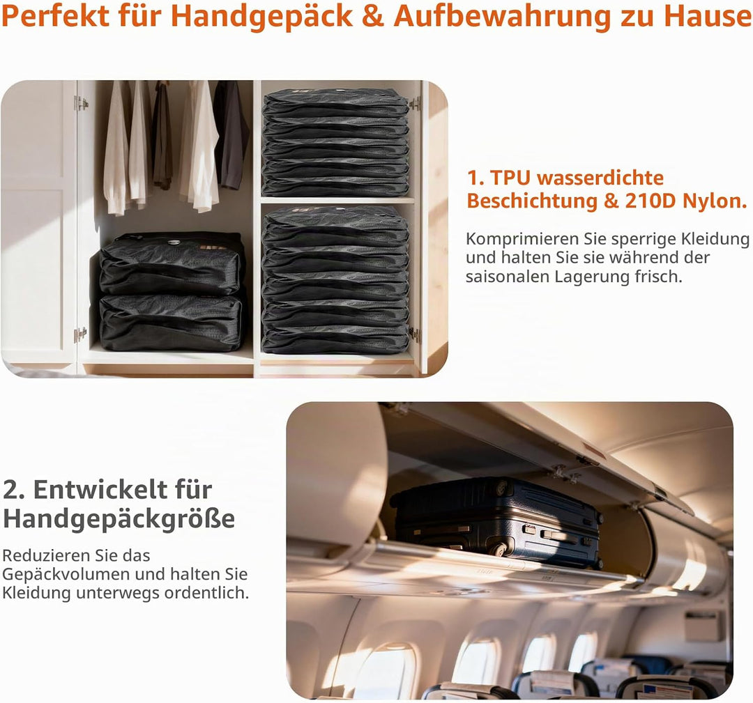 Vakuumbeutel für Kleidung Reise, Reise Vakuumbeutel mit Pumpe Kabelloser, 20 Zoll Handgepäck Vakuumb