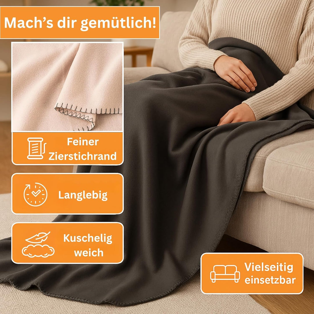 HLKauf Fleecedecke 150x200 cm Kuscheldecke flauschig, knitterarme und atmungsaktive Couchdecke HLKau