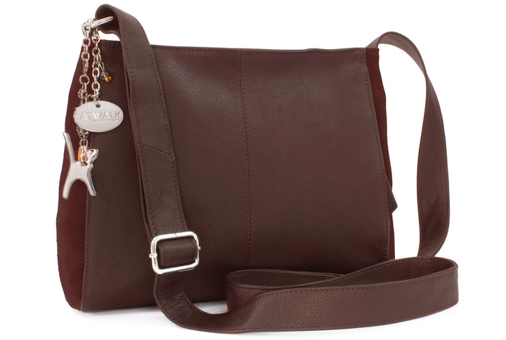 Catwalk Collection Handbags - Damen Umhängetasche Mittelgross - Crossbody Bag - Leder und Wildleder