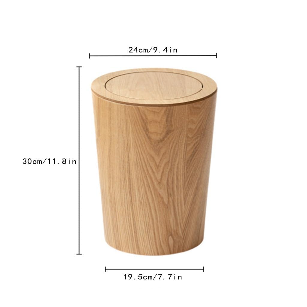 MKYOKO Runder Mülleimer, Holz-Mülleimer mit Deckel, Müllrecyclingbehälter, Abfallbehälter, Papierkor