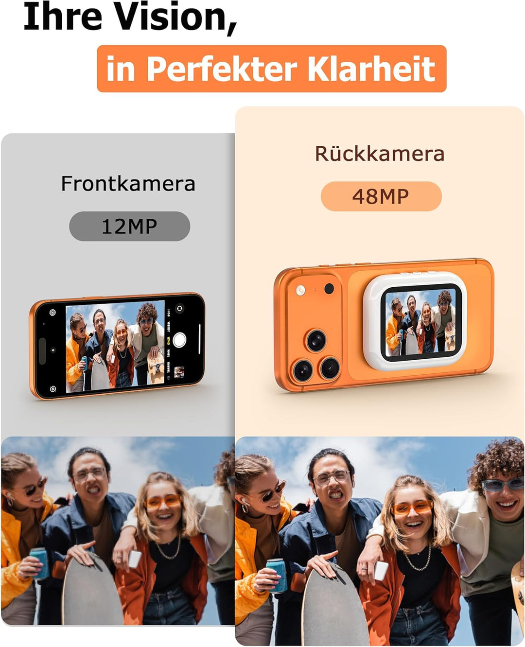 Handy Selfie Monitor für i-Phone/Android, Kabellos Magnetischer Vlog Selfie Monitor Bildschirm, Wire