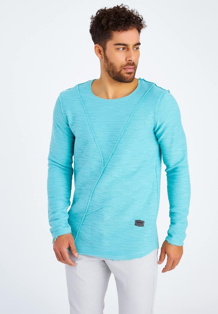 Leif Nelson Herren Pullover Rundhals-Ausschnitt Schwarzer Männer Longsleeve dünner Pulli Sweatshirt