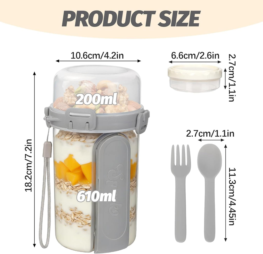 3 Stk Müslibecher To Go, Joghurtbecher mit Löffel & Gabel, 810ml Mepal Müslibecher Spülmaschinenfest