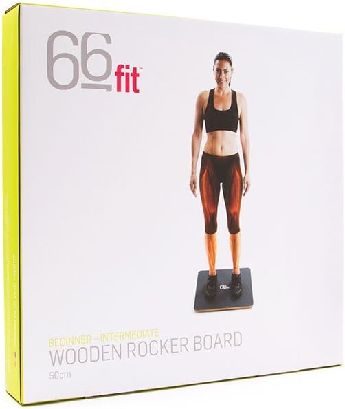 66fit Wippbrett aus Holz, 50 cm, inkl. Balance-Trainings-E-Book, Wackel-Balance-Training, Reha-Übung