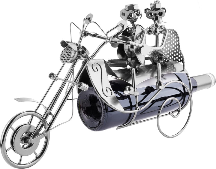 BRUBAKER Flaschenhalter Paar auf Motorrad Metall Skulptur Geschenk mit