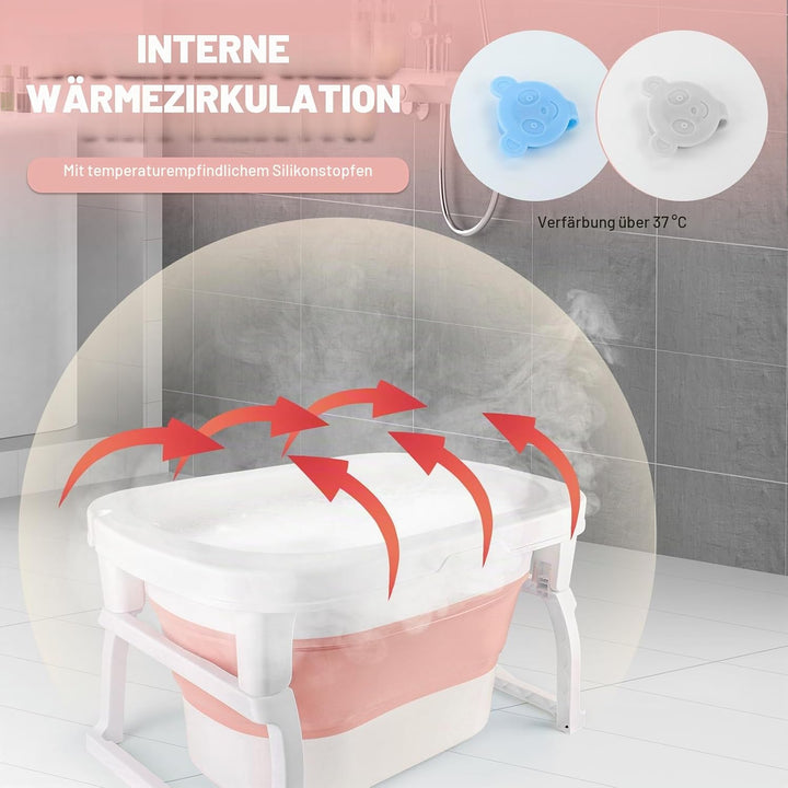 Supfine Faltbare Babybadewanne Mit Badewannensitz - Für Mädchen Oder Jungen - Von Der Geburt Bis 3 J