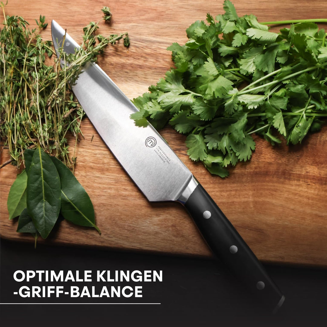 MasterChef Kochmesser Profi Messer aus Kohlenstoffreichem Edelstahl, Dreifach Vernieteter Griff, Tra