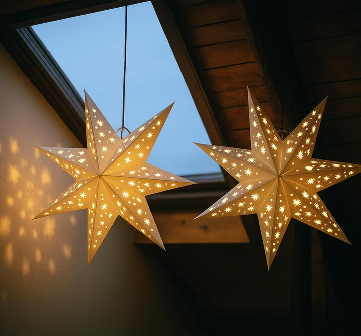 Weihnachtsdeko - LED Weihnachtsstern Beleuchtet zum Aufhängen,2 Stück Papierstern Beleuchtet 8 Leuch