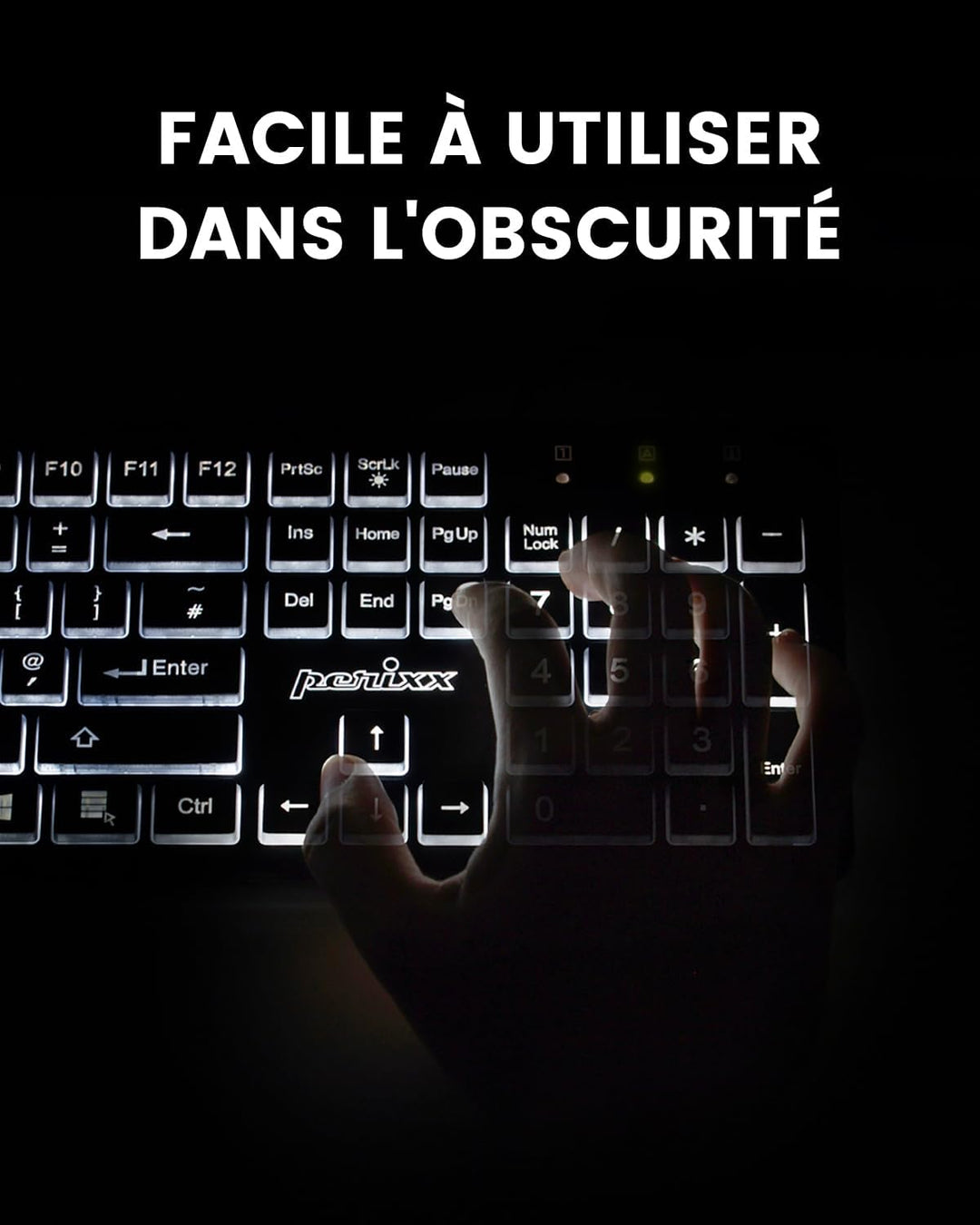 perixx PERIBOARD-317, Tastatur mit Hintergrundbeleuchtung, kabelgebunden, USB, für Windows – Membran