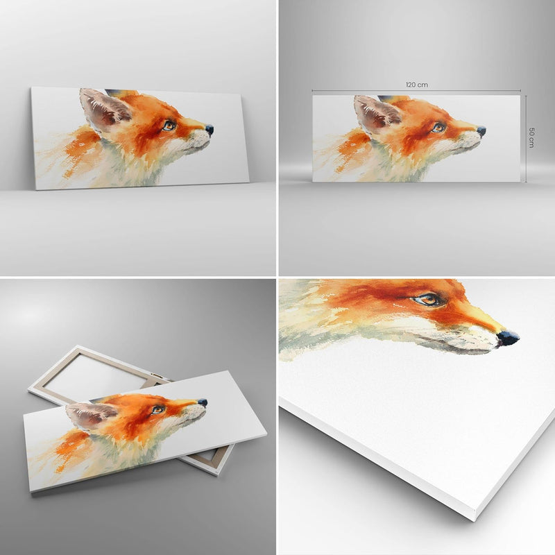 Wandbilder Dekoration Wohnzimmer Fuchs Tier Natur Panorama Bilder auf Leinwand 120x50cm Leinwandbild