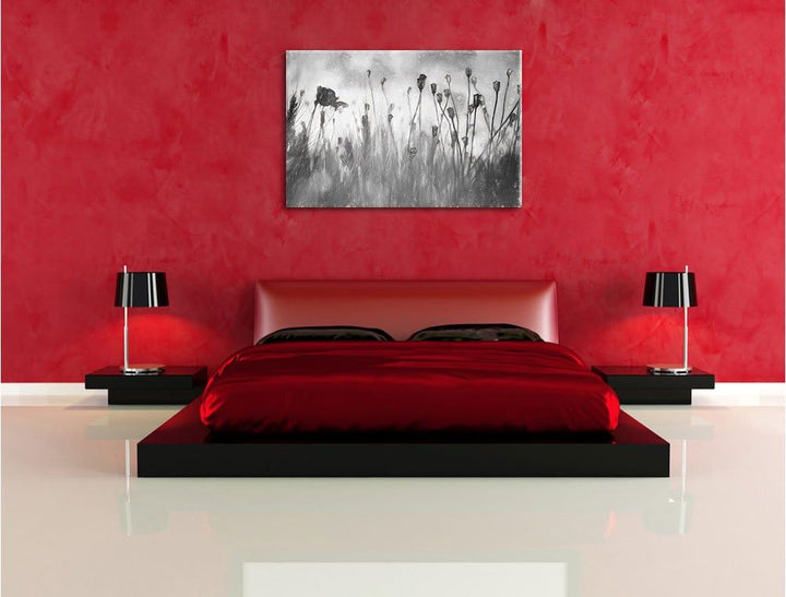 Pixxprint Mohn im Weizenfeld Kunst als Leinwandbild/Grösse: 100x70 / Wandbild/Kunstdruck/fertig besp