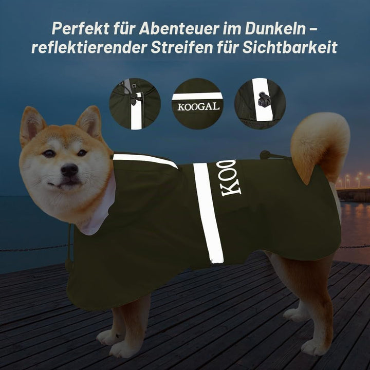 Grosse Hunde Regenjacken Mit Kapuze,Hunde Regenmantel,Mit Reflektierenden Sicherheitsstreifen, Wasse